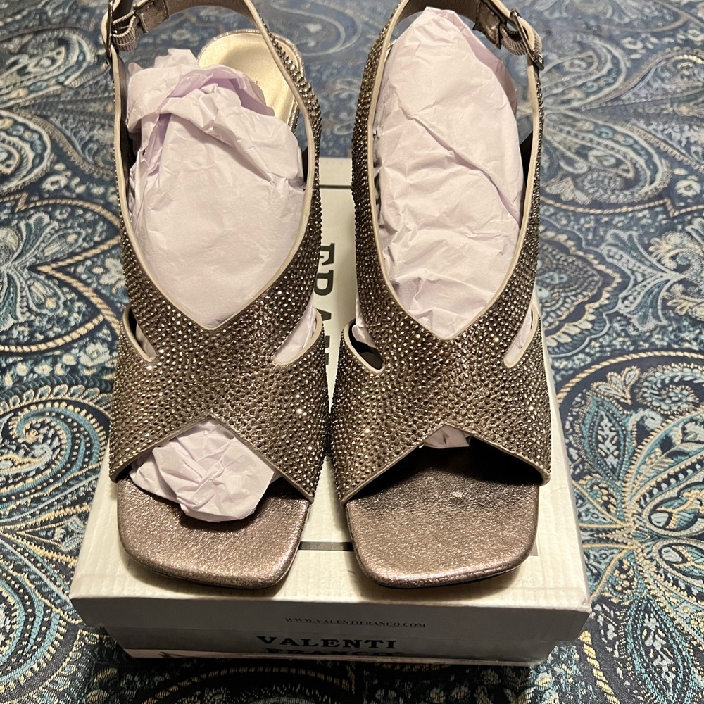 Valenti Franco Shimmering Silver Heels